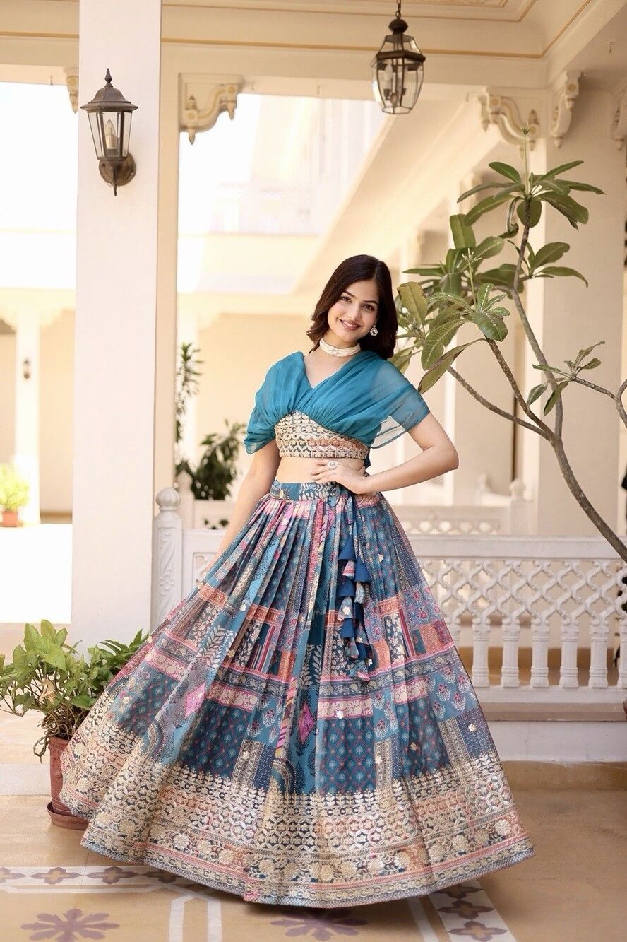 LEHENGA CHOLI INDIAN BOLLYWOOD WEDDING PARTY WEAR INDO WESTERN GOWN  NWOT